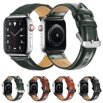 Black Buckle Leather Watch Band For Apple Watch Ultra 49mm&Watch Ultra 2 49mm / Series 10 46mm / 9&8&7 45mm / SE 3&SE 2&6&SE&5&4 44mm / 3&2&1 42mm