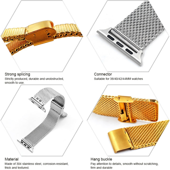 304 Stainless Steel Milanese Watch Band with Connector For Apple Watch Ultra 49mm&Watch Ultra 2 49mm / Series 10 46mm / 9&8&7 45mm / SE 3&SE 2&6&SE&5&4 44mm / 3&2&1 42mm