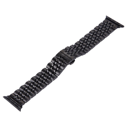 20mm Women Hidden Butterfly Buckle 7 Beads Stainless Steel Watch Band For Apple Watch 38mm(Silver Gold), 20mm Women