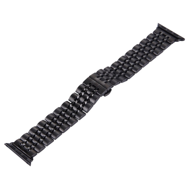 20mm Women Hidden Butterfly Buckle 7 Beads Stainless Steel Watch Band For Apple Watch 38mm(Silver Gold), 20mm Women