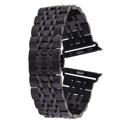 Correa de reloj de acero inoxidable con hebilla de mariposa oculta y 7 cuentas para Apple Watch de 42 mm (dorado plateado), 20 mm para mujer