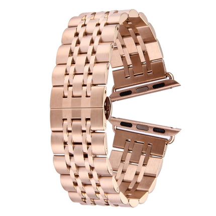 Hidden Butterfly Buckle 7 Beads Stainless Steel Watch Band For Apple Watch 42mm(Silver Gold), 20mm Women
