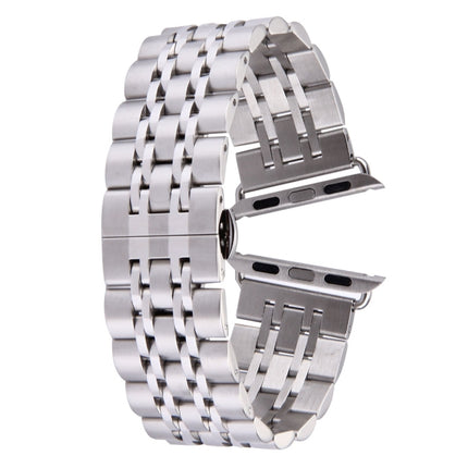 Hidden Butterfly Buckle 7 Beads Stainless Steel Watch Band For Apple Watch 42mm(Silver Gold), 20mm Women