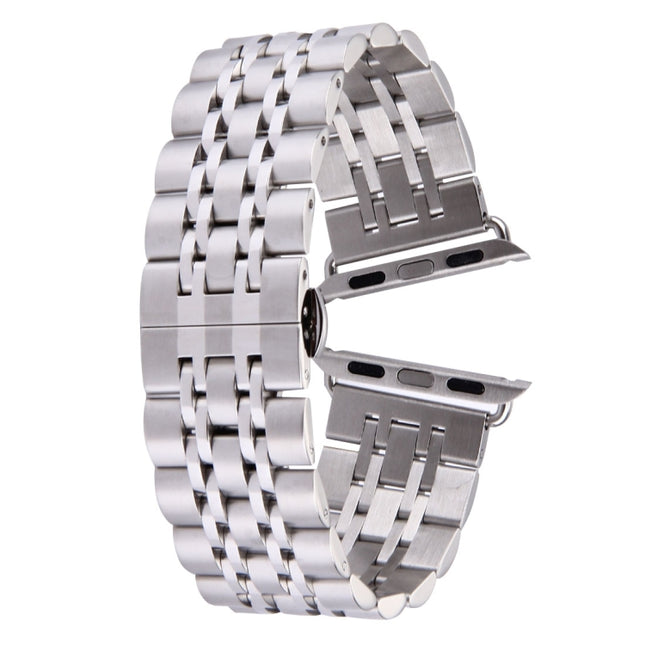 Hidden Butterfly Buckle 7 Beads Stainless Steel Watch Band For Apple Watch 42mm(Silver Gold), 20mm Women