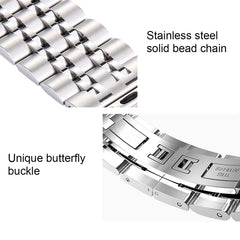 Hidden Butterfly Buckle 7 Beads Stainless Steel Watch Band For Apple Watch 42mm(Silver Gold), 20mm Women