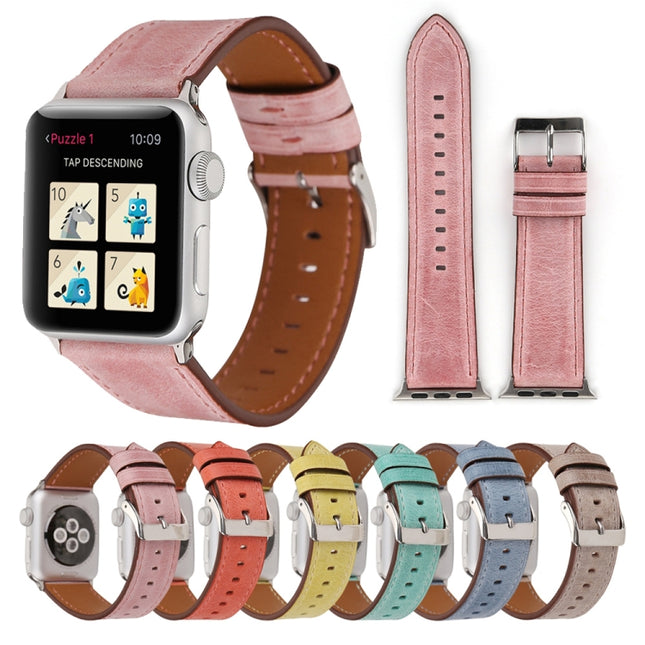 For Apple Watch Series 10 42mm / 9&8&7 41mm / SE 3&SE 2&6&SE&5&4 40mm / 3&2&1 38mm Fresh Style Genuine Leather Watch Band