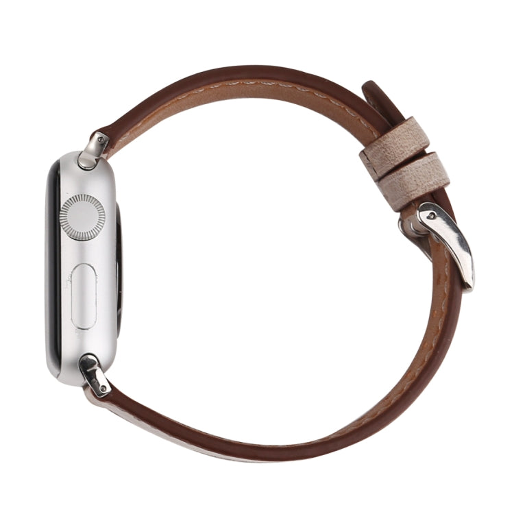 For Apple Watch Ultra 49mm&Watch Ultra 2 49mm / Series 10 46mm / 9&8&7 45mm / SE 3&SE 2&6&SE&5&4 44mm / 3&2&1 42mm Fresh Style Genuine Leather Watch Band