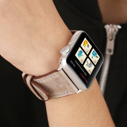 For Apple Watch Ultra 49mm&Watch Ultra 2 49mm / Series 10 46mm / 9&8&7 45mm / SE 3&SE 2&6&SE&5&4 44mm / 3&2&1 42mm Fresh Style Genuine Leather Watch Band