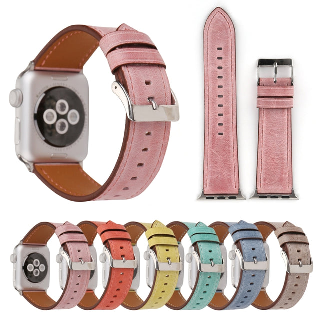For Apple Watch Ultra 49mm&Watch Ultra 2 49mm / Series 10 46mm / 9&8&7 45mm / SE 3&SE 2&6&SE&5&4 44mm / 3&2&1 42mm Fresh Style Genuine Leather Watch Band