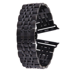 22mm Men Hidden Butterfly Buckle 7 Beads Stainless Steel Watch Band For Apple Watch 42mm, 22mm Men