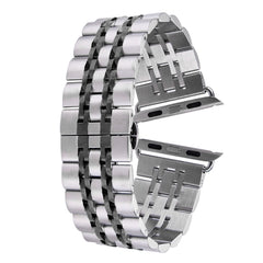 22mm Men Hidden Butterfly Buckle 7 Beads Stainless Steel Watch Band For Apple Watch 42mm, 22mm Men