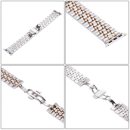 22mm Men Hidden Butterfly Buckle 7 Beads Stainless Steel Watch Band For Apple Watch 42mm, 22mm Men