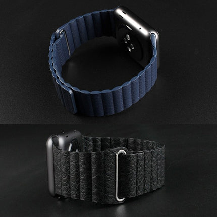 For Apple Watch 38mm Loop Magnetic Closure Clasp PU Leather Watch Band