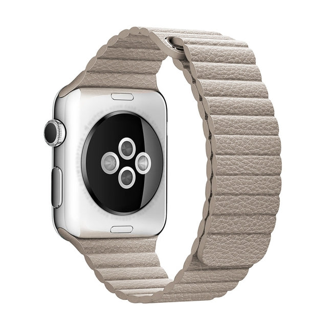 For Apple Watch 38mm Loop Magnetic Closure Clasp PU Leather Watch Band