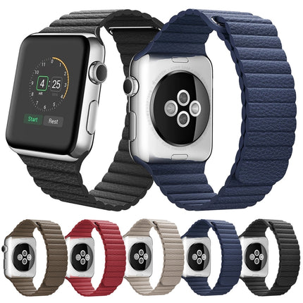 For Apple Watch 38mm Loop Magnetic Closure Clasp PU Leather Watch Band