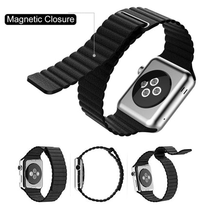 For Apple Watch 42mm Loop Magnetic Closure Clasp PU Leather Watch Band