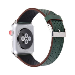 For Apple Watch Series 10 42mm / 9&8&7 41mm / SE 3&SE 2&6&SE&5&4 40mm / 3&2&1 38mm Simple Fashion Genuine Leather Hole Pattern Watch Band, 38mm