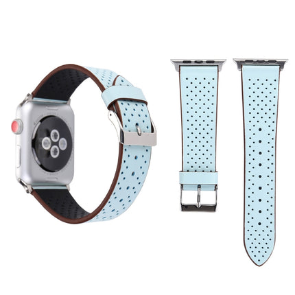 Correa de reloj con patrón de agujeros de cuero genuino de moda simple para Apple Watch Series 10 42 mm / 9 y 8 y 7 41 mm / SE 3 y SE 2 y 6 y SE 5 y 4 40 mm / 3 y 2 y 1 38 mm