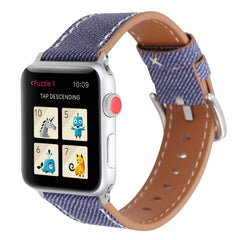 For Apple Watch Series 10 42mm / 9&8&7 41mm / SE 3&SE 2&6&SE&5&4 40mm / 3&2&1 38mm Simple Fashion Genuine Leather Cowboy Pattern Watch Band, 38mm