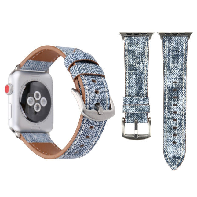 Correa de reloj con diseño de vaquero de cuero genuino de moda simple para Apple Watch Series 10 42 mm / 9 y 8 y 7 41 mm / SE 3 y SE 2 y 6 y SE 5 y 4 40 mm / 3 y 2 y 1 38 mm