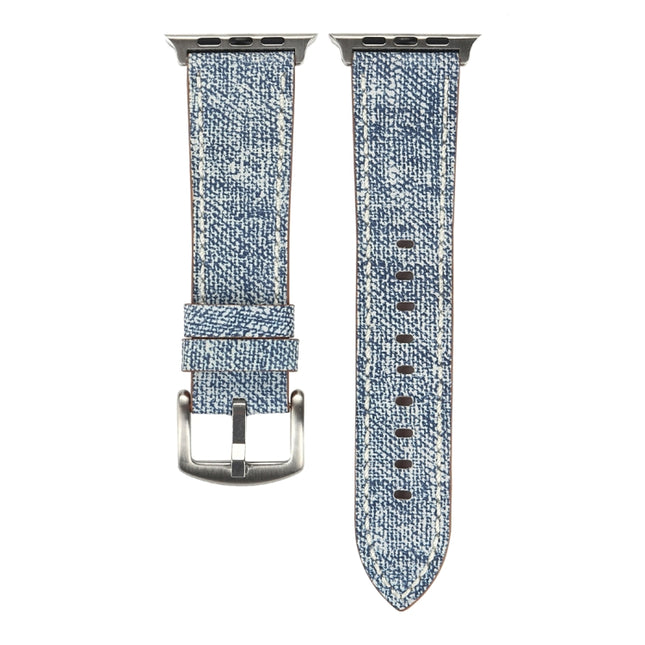 Correa de reloj con diseño de vaquero de cuero genuino de moda simple para Apple Watch Series 10 42 mm / 9 y 8 y 7 41 mm / SE 3 y SE 2 y 6 y SE 5 y 4 40 mm / 3 y 2 y 1 38 mm
