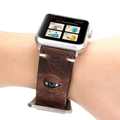 For Apple Watch Series 3 & 2 & 1 42mm Simple Fashion Cowhide Big Eyes Pattern Watch Band, 42mm