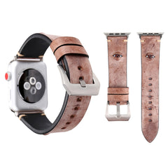 For Apple Watch Series 3 & 2 & 1 42mm Simple Fashion Cowhide Big Eyes Pattern Watch Band, 42mm