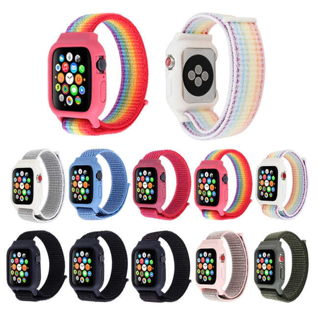 For Apple Watch Ultra 49mm&Watch Ultra 2 49mm / Series 10 46mm / 9&8&7 45mm / SE 3&SE 2&6&SE&5&4 44mm / 3&2&1 42mm Nylon Watch Band with Hook and Loop Fastener