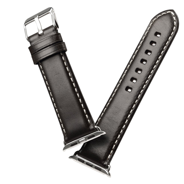 Denior Oil Wax Retro Watch Leather Watch Band for Apple Watch Series 7 45mm / 6 & SE & 5 & 4 44mm / 3 & 2 & 1 42mm