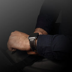 Denior Oil Wax Retro Watch Leather Watch Band for Apple Watch Series 7 45mm / 6 & SE & 5 & 4 44mm / 3 & 2 & 1 42mm