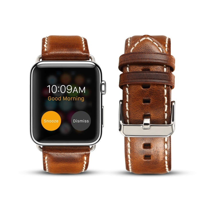 Denior Oil Wax Retro Watch Leather Watch Band for Apple Watch Series 7 45mm / 6 & SE & 5 & 4 44mm / 3 & 2 & 1 42mm