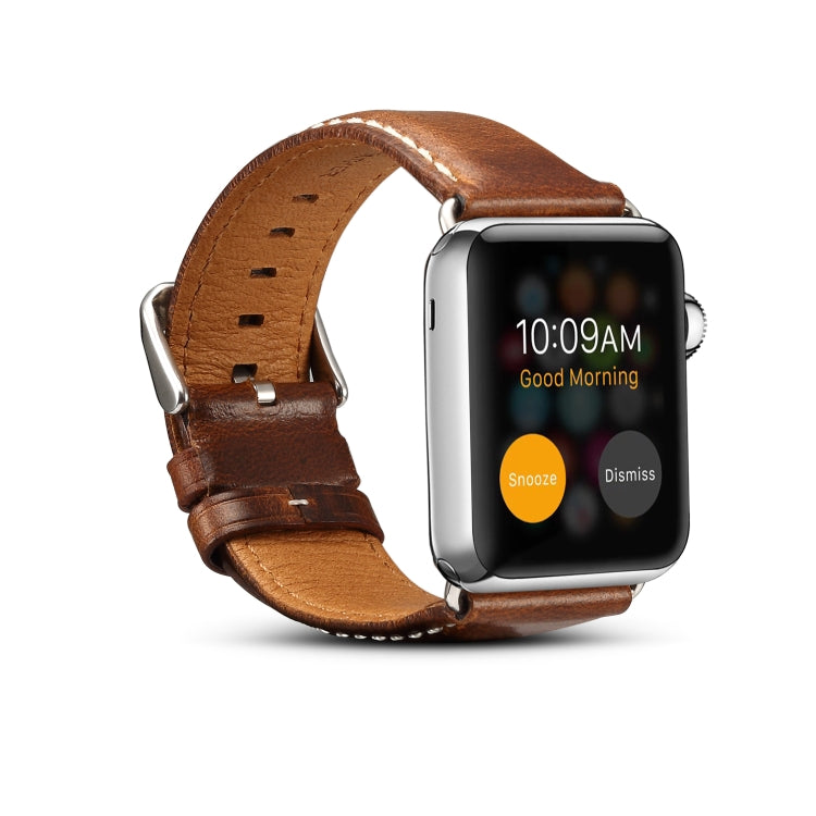 Denior Oil Wax Retro Watch Leather Watch Band for Apple Watch Series 7 45mm / 6 & SE & 5 & 4 44mm / 3 & 2 & 1 42mm