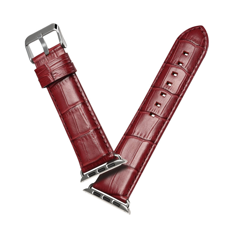Correa de reloj de piel de vaca con diseño de cocodrilo Denior para Apple Watch Ultra 49 mm y Watch Ultra 2 49 mm / Series 10 46 mm / 9, 8 y 7 45 mm / SE 3, SE 2, 6, SE, 5 y 4 44 mm / 3, 2 y 1 42 mm