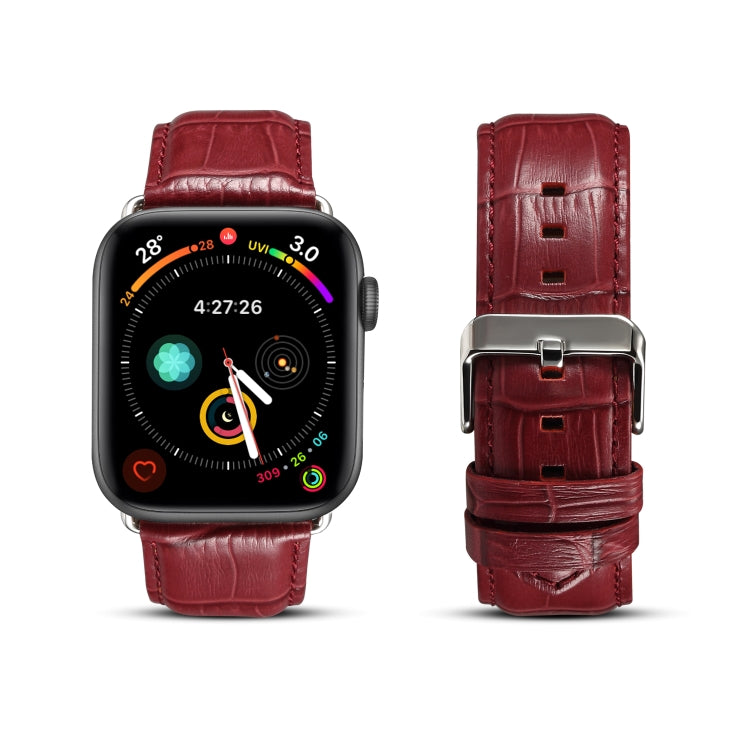 Correa de reloj de piel de vaca con diseño de cocodrilo Denior para Apple Watch Ultra 49 mm y Watch Ultra 2 49 mm / Series 10 46 mm / 9, 8 y 7 45 mm / SE 3, SE 2, 6, SE, 5 y 4 44 mm / 3, 2 y 1 42 mm
