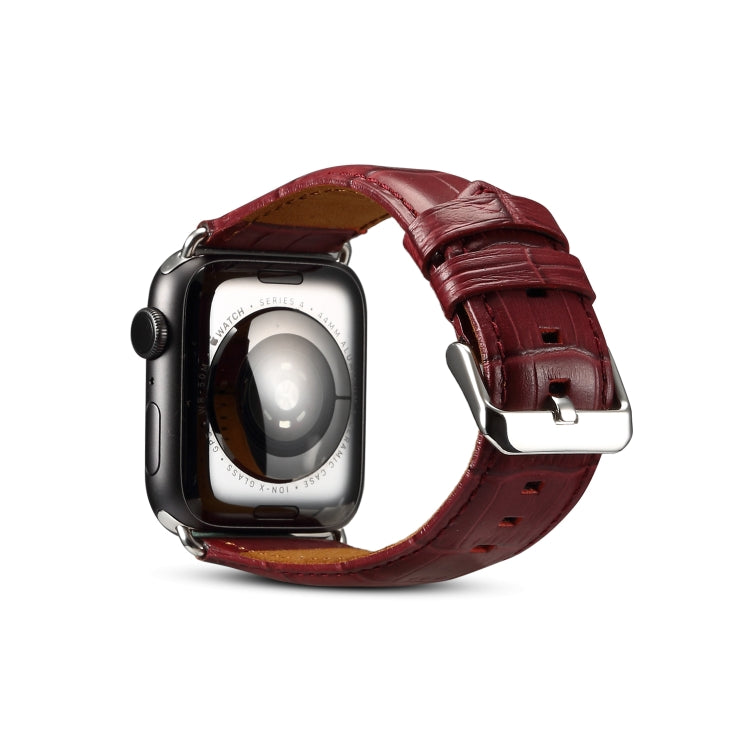 Correa de reloj de piel de vaca con diseño de cocodrilo Denior para Apple Watch Ultra 49 mm y Watch Ultra 2 49 mm / Series 10 46 mm / 9, 8 y 7 45 mm / SE 3, SE 2, 6, SE, 5 y 4 44 mm / 3, 2 y 1 42 mm