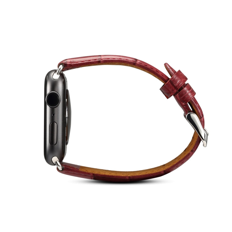 Correa de reloj de piel de vaca con diseño de cocodrilo Denior para Apple Watch Ultra 49 mm y Watch Ultra 2 49 mm / Series 10 46 mm / 9, 8 y 7 45 mm / SE 3, SE 2, 6, SE, 5 y 4 44 mm / 3, 2 y 1 42 mm