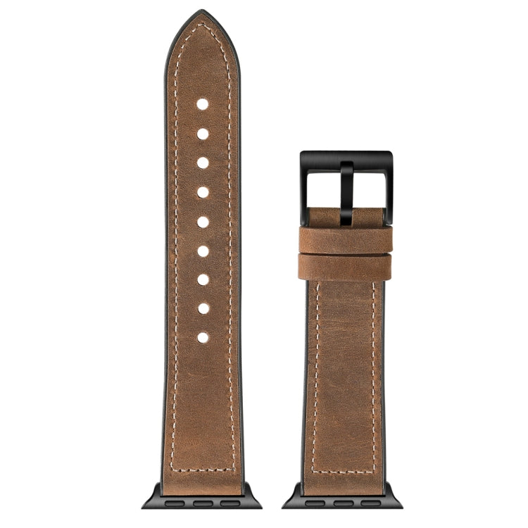 Crazy Horse Texture TPU + Stainless Steel Watch Band for Apple Watch Series 7 41mm / 6 & SE & 5 & 4 40mm / 3 & 2 & 1 38mm