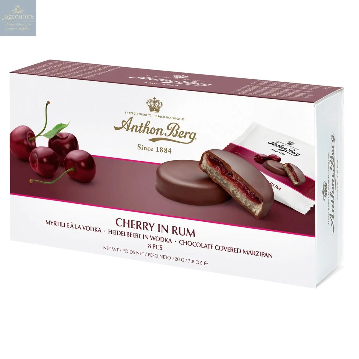 Anthon Berg cherry in rum marzipan in dark chocolate