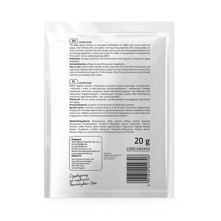 Apis COFFEE SHOT Bio-revitalising Algae Face Mask with Coffee Acid & Arabica Beans | 20g