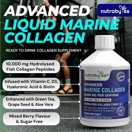 Marine Collagen Liquid 10000mg | Sugar Free | Mixed Berry Flavour | 500ml