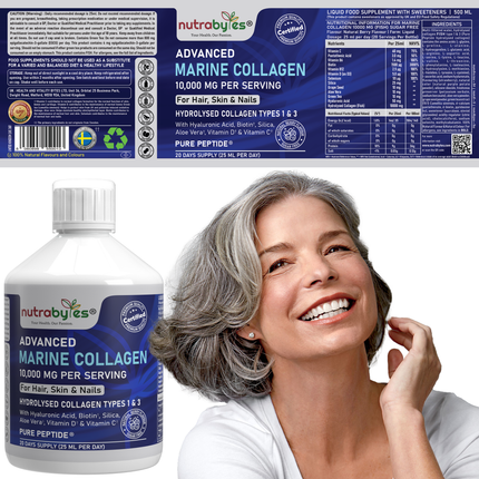 Marine Collagen Liquid 10000mg | Sugar Free | Mixed Berry Flavour | 500ml