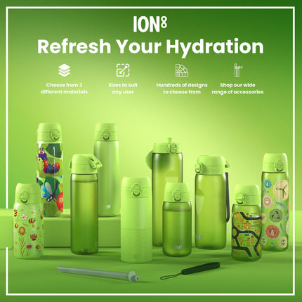 Leak Proof 1 Litre Water Bottle, Stainless Steel, Khaki Green, 1L