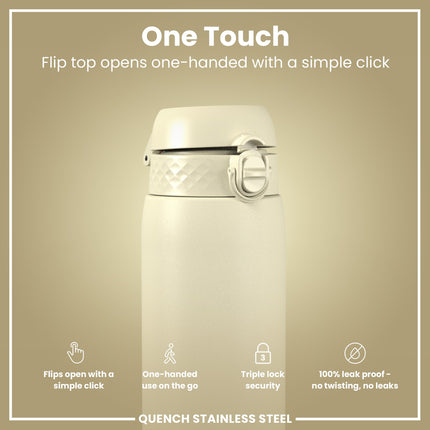 Leak Proof 1 Litre Water Bottle, Stainless Steel, Creamy White, 1L