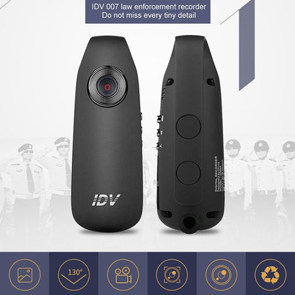 IDV 007 HD 1080P Clip Design Law Enforcement Recorder Portable Mini Monitoring Recorder, Support Motion Detection & TF Card (Max 128GB)