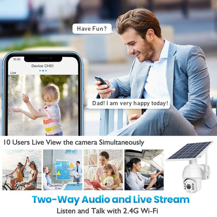 T16 1080P Full HD 4G (EU Version) Network Monitoring Solar Powered Camera, Support PIR + Radar Alarm, Night Vision, Two Way Audio, TF Card