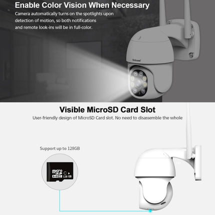 Sricam SP028 1080P HD Outdoor PTZ Camera, Support Two Way Audio / Motion Detection / Humanoid Detection / Color Night Vision / TF Card, US Plug