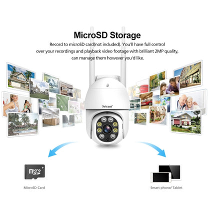 Sricam SP028 1080P HD Outdoor PTZ Camera, Support Two Way Audio / Motion Detection / Humanoid Detection / Color Night Vision / TF Card, US Plug