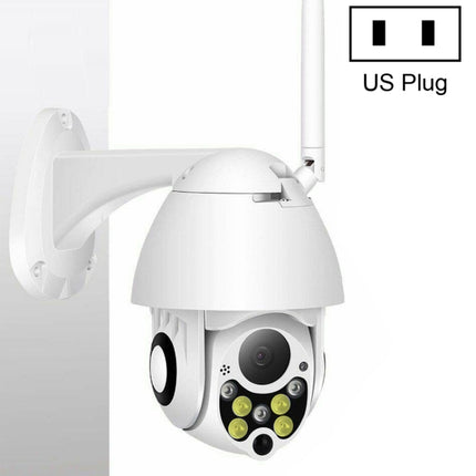 Wireless Surveillance Camera HD PTZ Home Security Outdoor IP66 Waterproof Network Dome Camera, Support Night Vision & Motion Detection & TF Card, US Plug, 2.0 MP