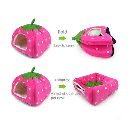 Strawberry Shaped Foldable Short Plush Pet House Nest, Size: L