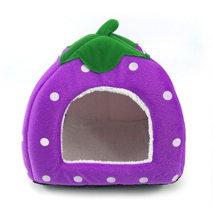 Strawberry Shaped Foldable Short Plush Pet House Nest, Size: L, Purple, Size L, Red, Size L, Pink, Size L